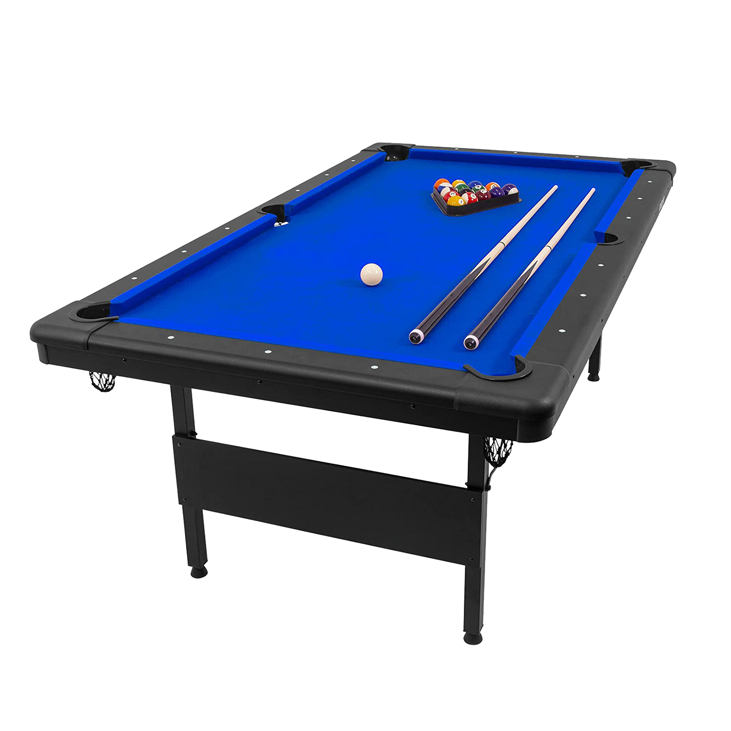 GoSports 7ft Billiards Table – Portable Pool Table – Includes Full Set of Balls, 2 Cue Sticks, Chalk, and Felt Brush