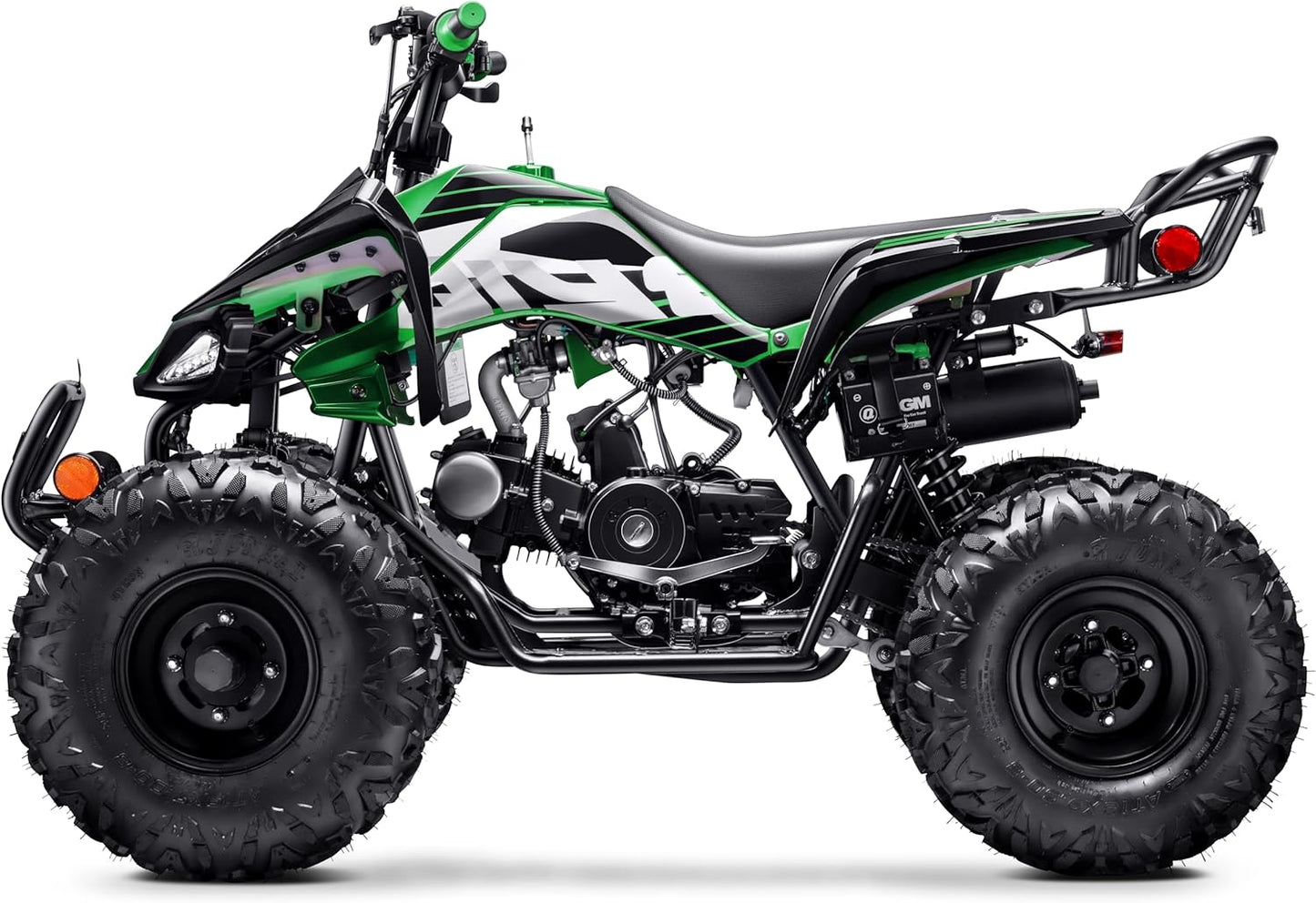 Automatic 125cc ATV with Reverse – Utility ATV Four Wheeler Gas Powered 4 Wheeler Quad with Headlights - Big 19"/18"Tires (Green, Fully Assembled)