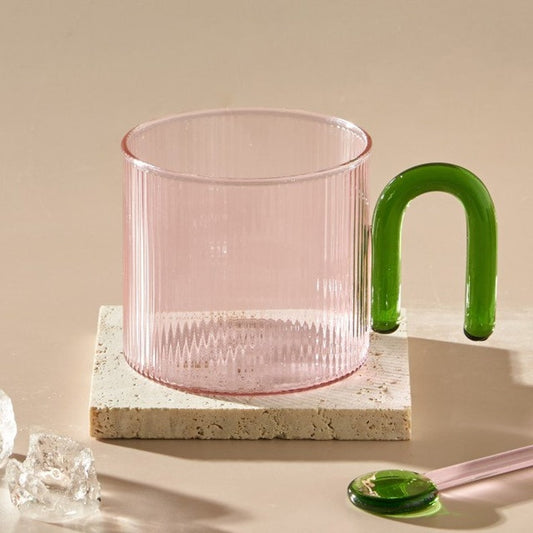 Ripple Glass Mug With Arch Handle