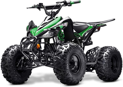 Automatic 125cc ATV with Reverse – Utility ATV Four Wheeler Gas Powered 4 Wheeler Quad with Headlights - Big 19"/18"Tires (Green, Fully Assembled)