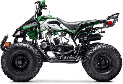 Automatic 125cc ATV with Reverse – Utility ATV Four Wheeler Gas Powered 4 Wheeler Quad with Headlights - Big 19"/18"Tires (Green, Fully Assembled)