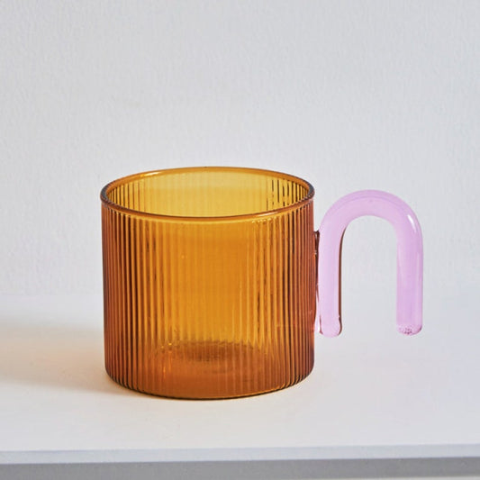 Ripple Glass Mug With Arch Handle Brown